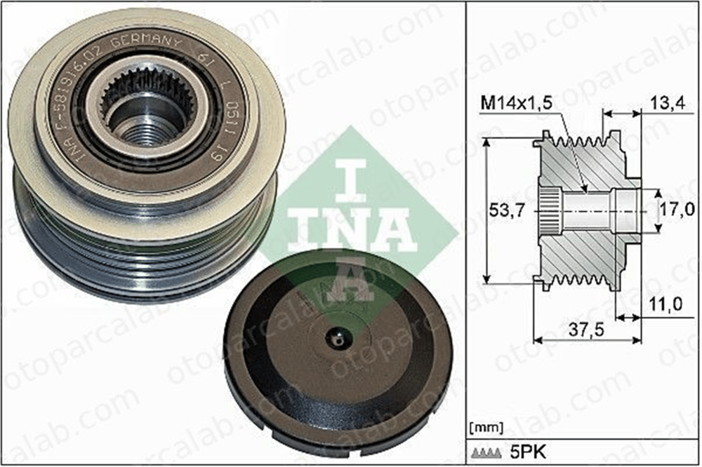 INA 535 0278 10 Alternatör Kasnağı FIAT PANDA OPEL CORSA E 51922437 55257677