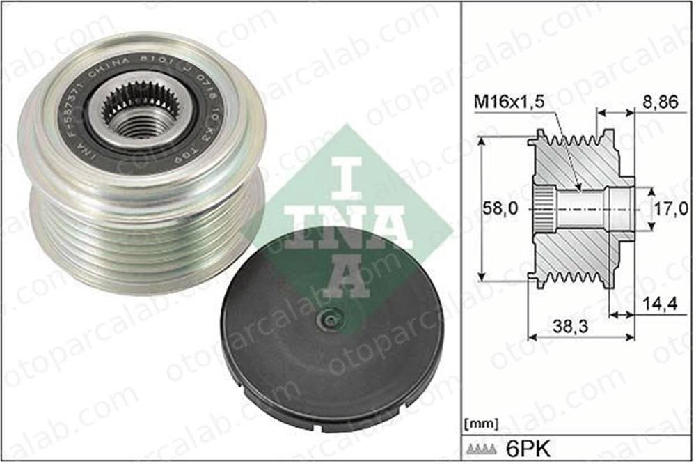 INA 535 0296 10 Alternatör Kasnağı KIA CEED CEED Sportswagon 3730003AA0 3730003AB0