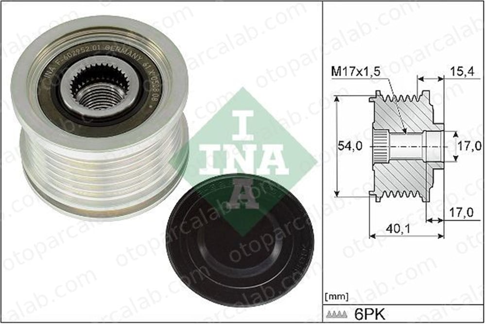 INA 535 0317 10 Alternatör Kasnağı CITROËN JUMPER Panelvan/Van JUMPER Platform şasi 1616897280 1635591980