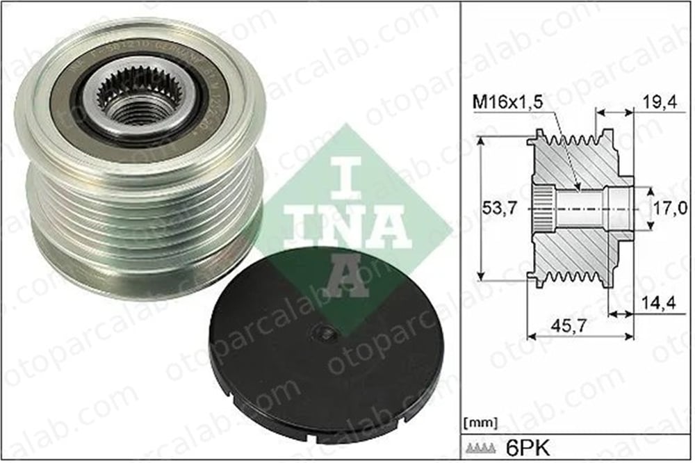 INA 535 0328 10 Alternatör Kasnağı MERCEDES-BENZ C-SERISI C-SERISI T-Model A2761500060 9062207