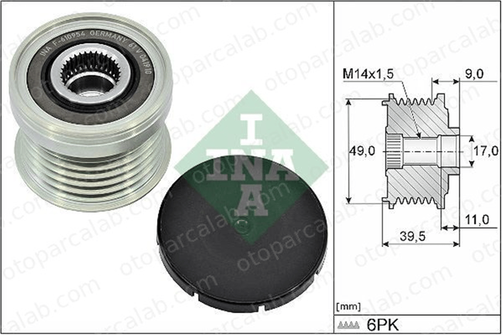 INA 535 0361 10 Alternatör Kasnağı BMW 1 FORD FIESTA VII CV6T10300 30964524485