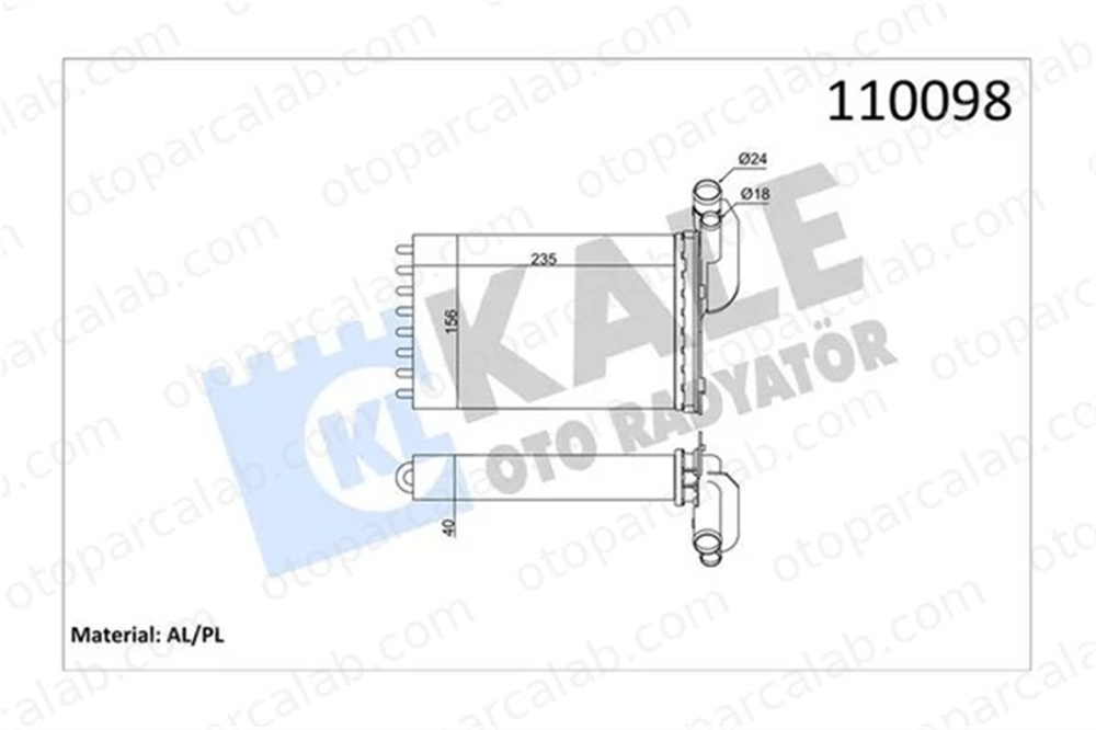 KALE 110098 Kalorifer Radyatörü RENAULT MEGANE I Classic MEGANE I 7701033457 7701034551