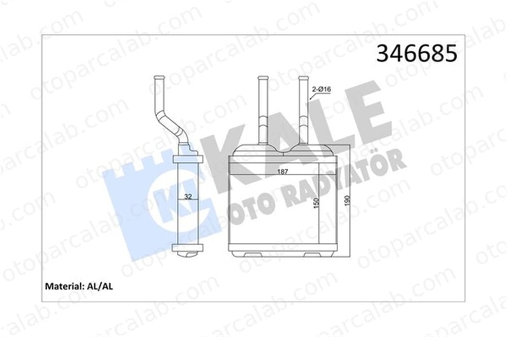 KALE 346685 Kalorifer Radyatörü OPEL COMBO Kasa/büyük limuzin CORSA B 1618020 52463287