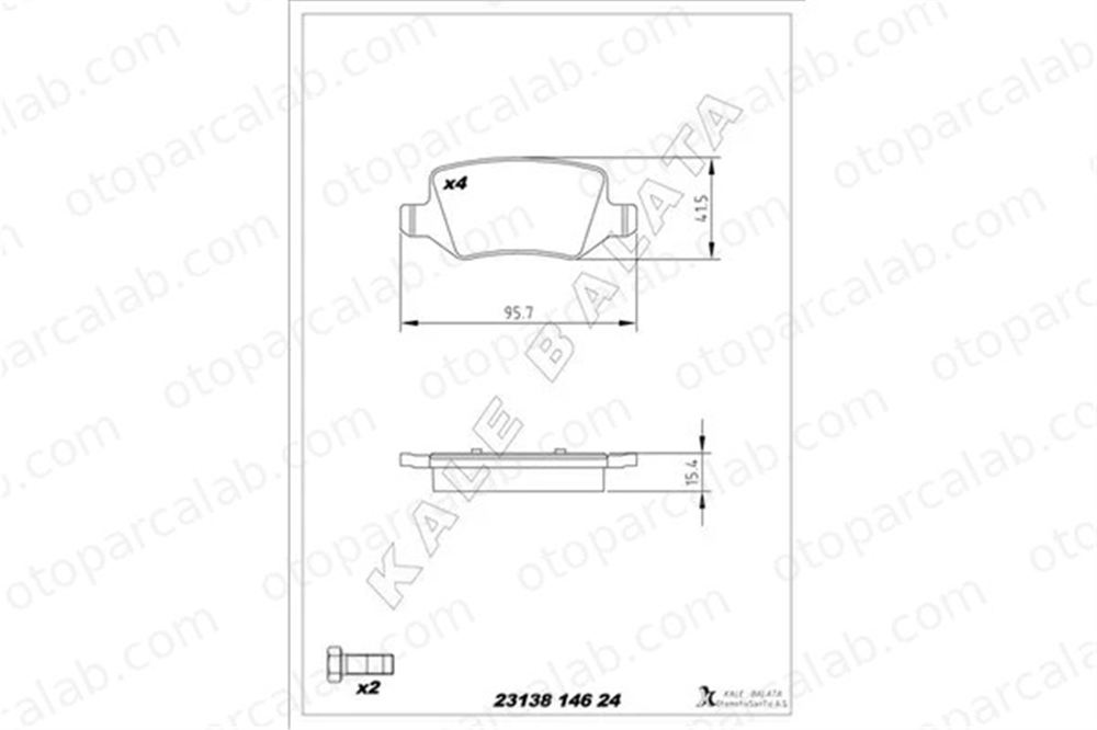 KALE BALATA 23138 146 24 MSH KD11 Fren Disk Balata Arka MERCEDES-BENZ A-SERISI B-SERISI Sports Tourer A1684200420 1684200420