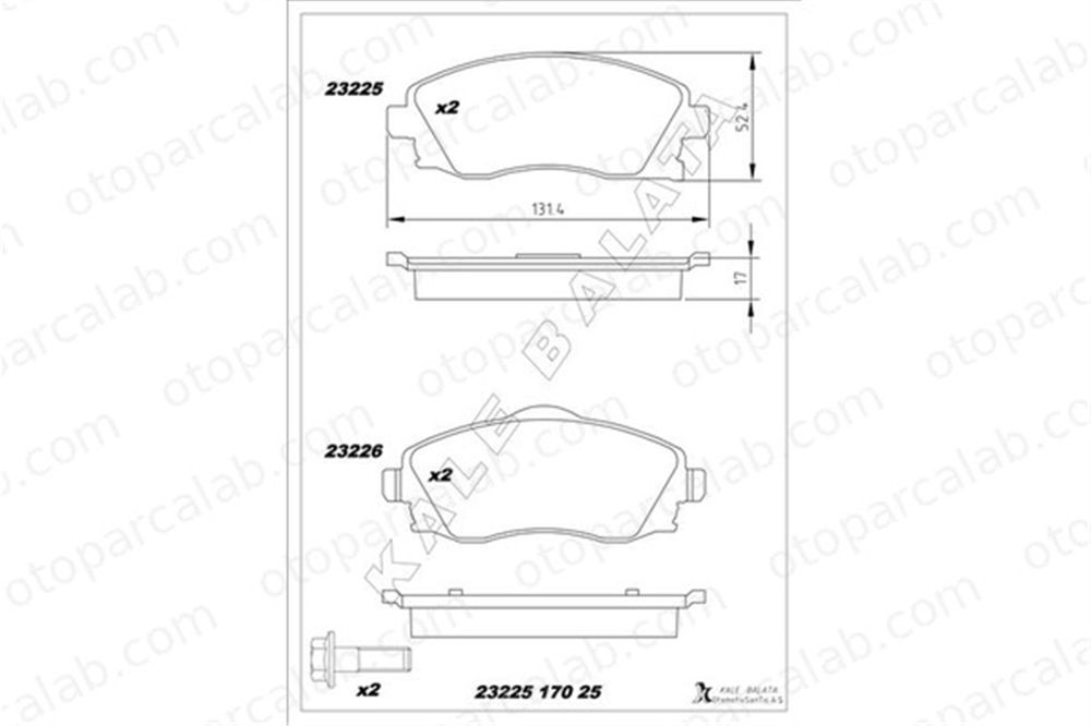 KALE BALATA 23225 170 25 ANS KD13 Fren Disk Balata Ön OPEL COMBO Kasa/büyük limuzin COMBO Tour 1605081 93176114