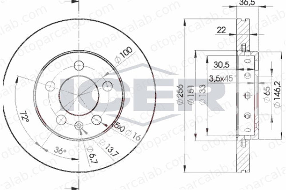 KALE BALATA TFD00083 Fren Disk Ayna Ön Sağ ve Sol SEAT IBIZA IV IBIZA IV SC 1J0615301D JZW615301N