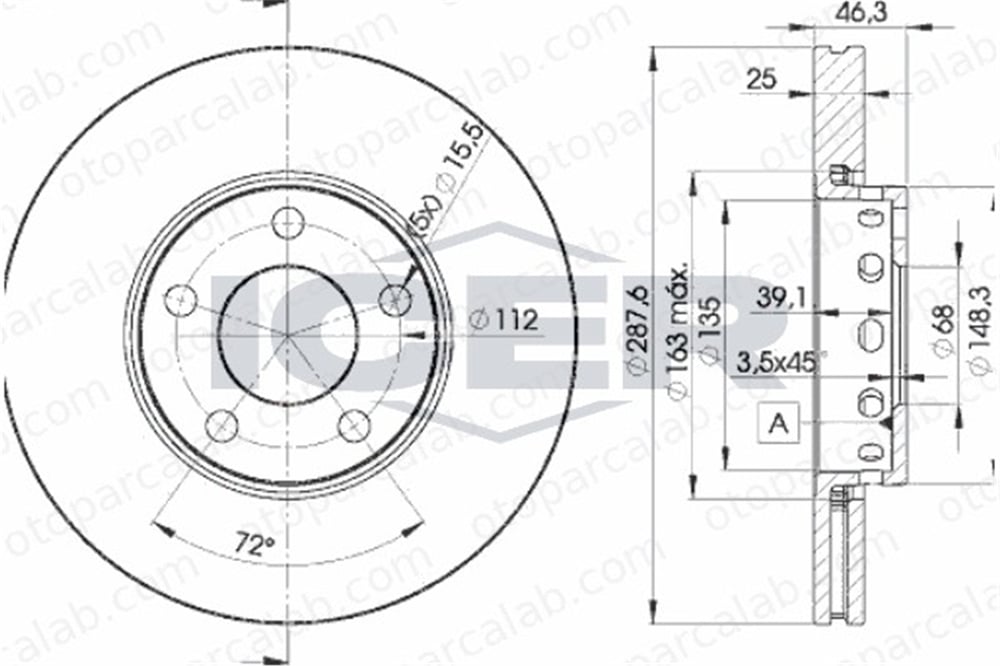 KALE BALATA TFD00085 Fren Disk Ayna Ön Sağ ve Sol AUDI A6 C5 Avant A6 C5 4A0615301C 4A0615301D