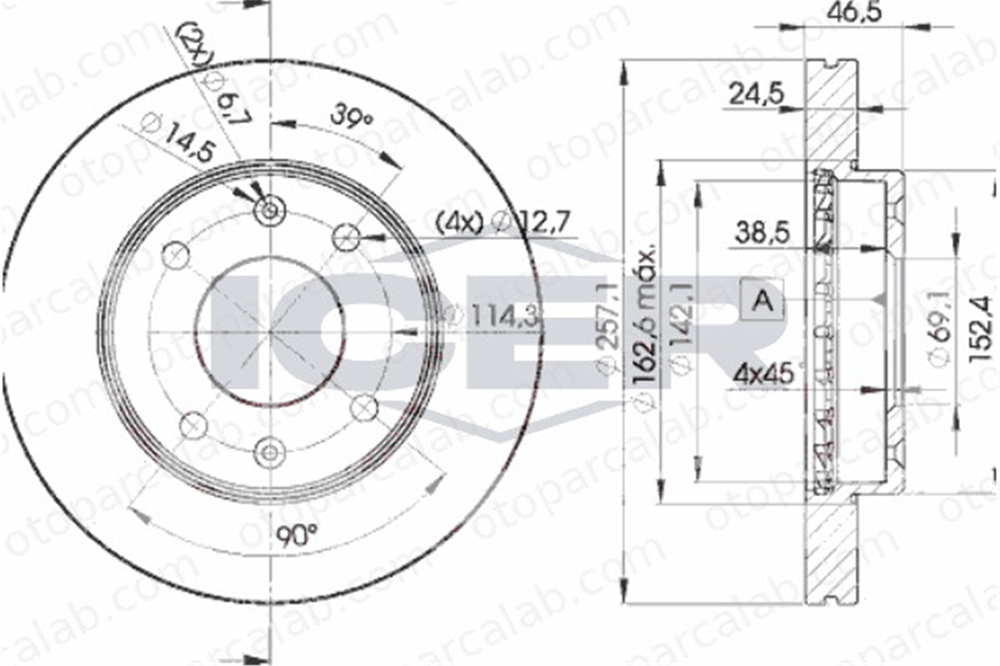KALE BALATA TFD00157 Fren Disk Ayna Ön Sağ ve Sol HYUNDAI ELANTRA III Sedan ELANTRA III 517122D300 517122D310