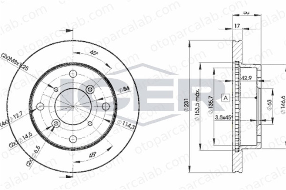 KALE BALATA TFD00288 Fren Disk Ayna Ön Sağ ve Sol SUZUKI SWIFT II Hatchback SUBARU JUSTY II 5531160B20 96067908