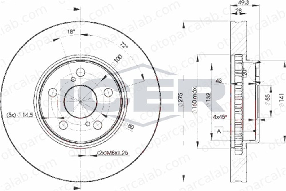 KALE BALATA TFD00290 Fren Disk Ayna Ön Sağ ve Sol TOYOTA AVENSIS AVENSIS Liftback 4351220590 4351220600