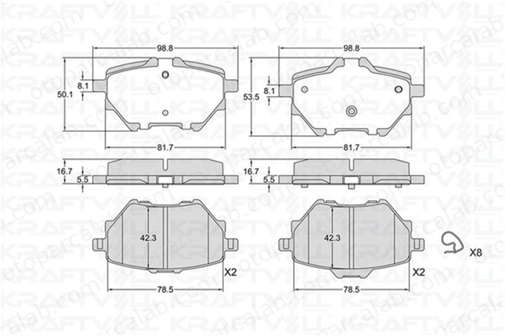 KRAFTVOLL 07010284 Fren Disk Balata Arka PEUGEOT 308 SW II 308 II 1609000680 1678167980