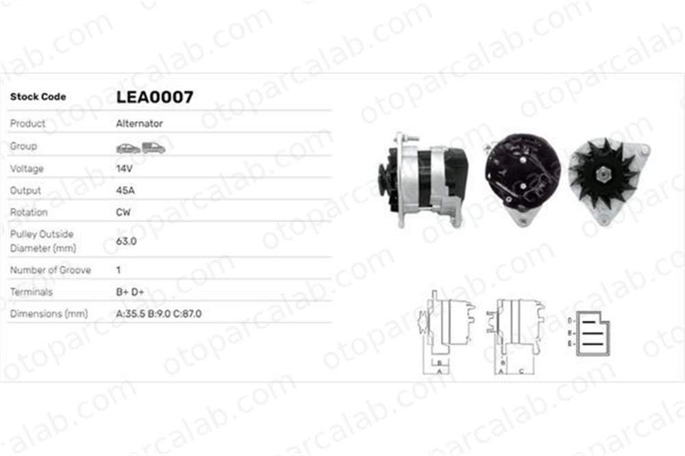 LUCAS ELEKTRIK LEA0007 Alternatör FORD TAUNUS V TRANSIT Minibüs/Otobüs LEA0007 1485512