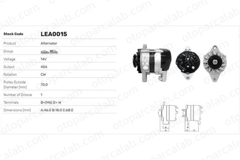 LUCAS ELEKTRIK LEA0015 Alternatör FIAT 131 132 LEA0015 AT050600108
