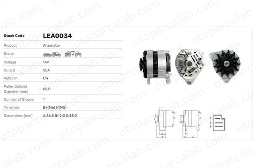 LUCAS ELEKTRIK LEA0034 Alternatör FORD ESCORT IV ORION II LEA0034 1485513