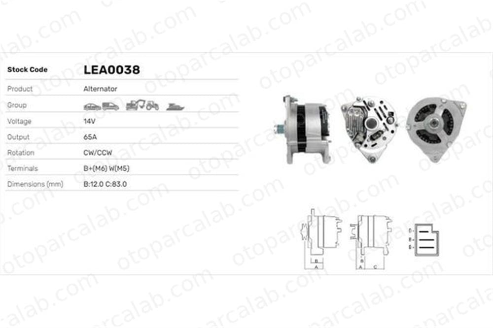 LUCAS ELEKTRIK LEA0038 Alternatör ROVER 100 / METRO Hatchback 200 II Hatchback LEA0038 229301A1