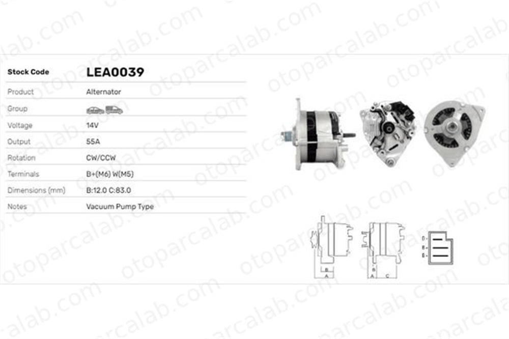 LUCAS ELEKTRIK LEA0039 Alternatör FORD TRANSIT Minibüs/Otobüs TRANSIT Panelvan/Van LEA0039 1658022