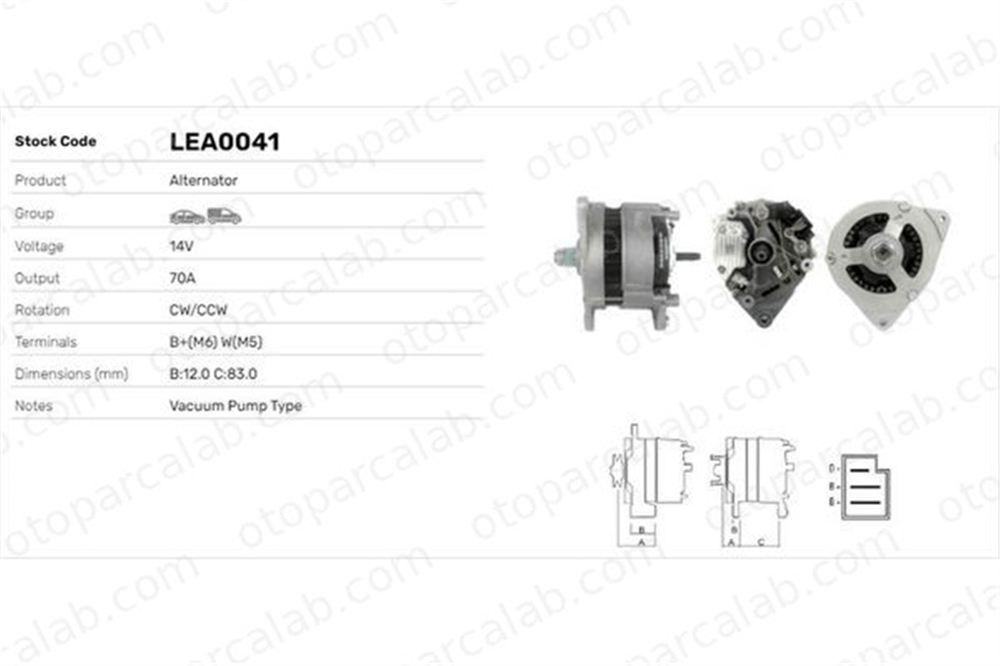 LUCAS ELEKTRIK LEA0041 Alternatör FORD TRANSIT Minibüs/Otobüs TRANSIT Panelvan/Van LEA0041 1658023