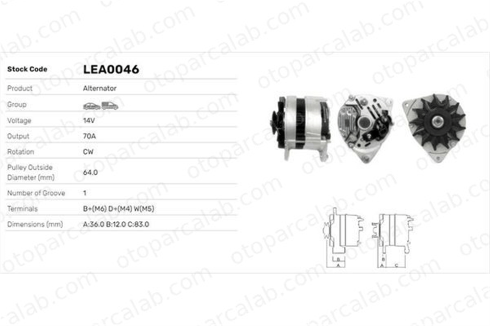 LUCAS ELEKTRIK LEA0046 Alternatör FORD ESCORT IV ORION II LEA0046 1008223