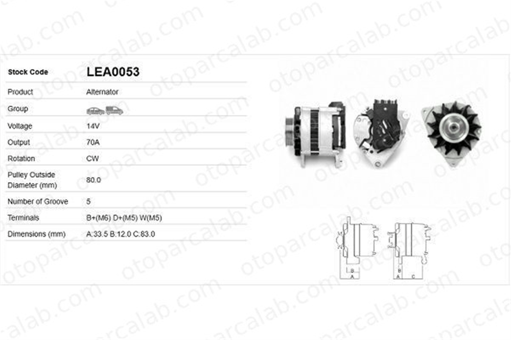 LUCAS ELEKTRIK LEA0053 Alternatör FORD SIERRA II SIERRA II Hatchback LEA0053 5023518