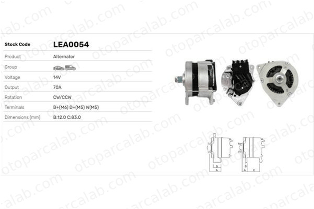 LUCAS ELEKTRIK LEA0054 Alternatör FORD SIERRA II Hatchback SIERRA II LEA0054 5023518