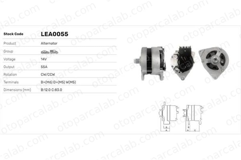 LUCAS ELEKTRIK LEA0055 Alternatör FORD ESCORT IV FIESTA II LEA0055 1005308