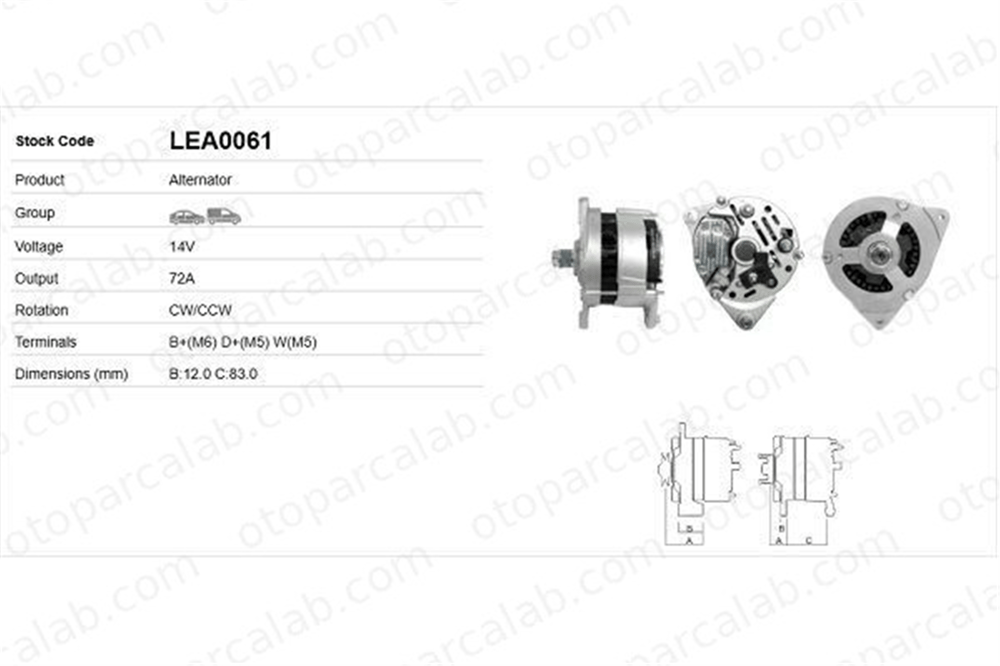 LUCAS ELEKTRIK LEA0061 Alternatör FORD ESCORT IV ORION II LEA0061 YLE10088