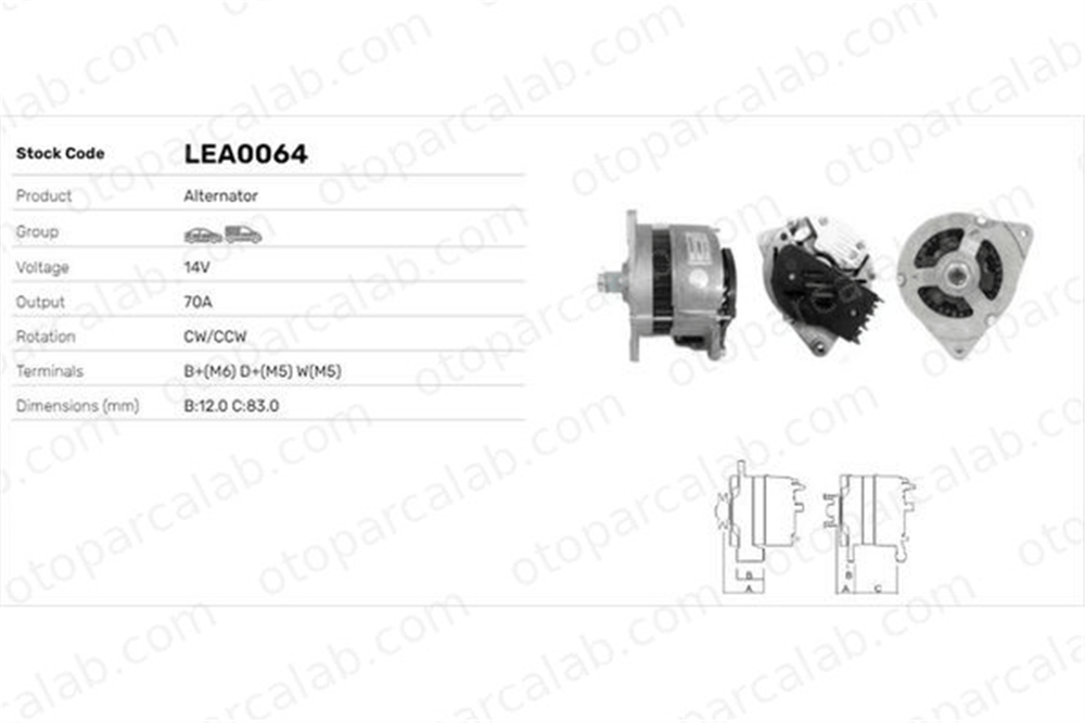 LUCAS ELEKTRIK LEA0064 Alternatör FORD TRANSIT Panelvan/Van TRANSIT Minibüs/Otobüs LEA0064 1658022