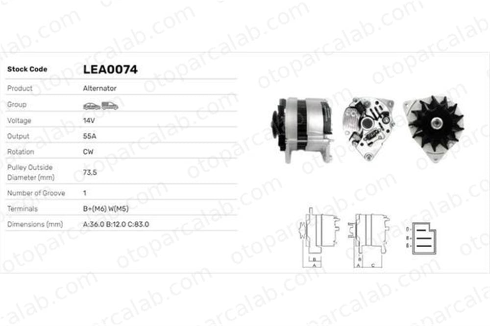 LUCAS ELEKTRIK LEA0074 Alternatör FORD ESCORT IV FIESTA II LEA0074 1005308