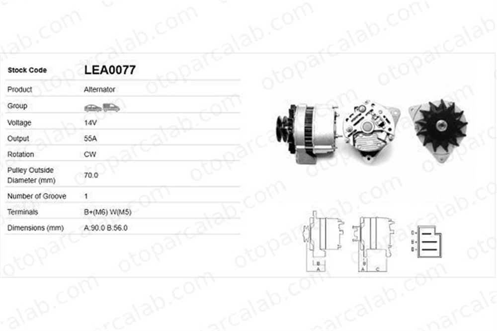 LUCAS ELEKTRIK LEA0077 Alternatör AUDI 100 C3 Avant 100 C3 Sedan LEA0077 35903015K