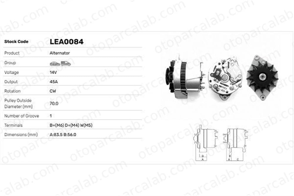 LUCAS ELEKTRIK LEA0084 Alternatör OPEL KADETT E Hatchback ASCONA C LEA0084 1204002
