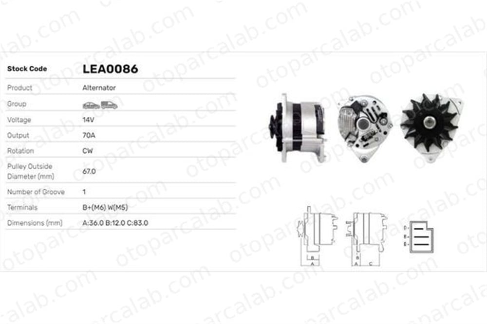 LUCAS ELEKTRIK LEA0086 Alternatör FORD FIESTA II TRANSIT Minibüs/Otobüs LEA0086 87VB10300AA
