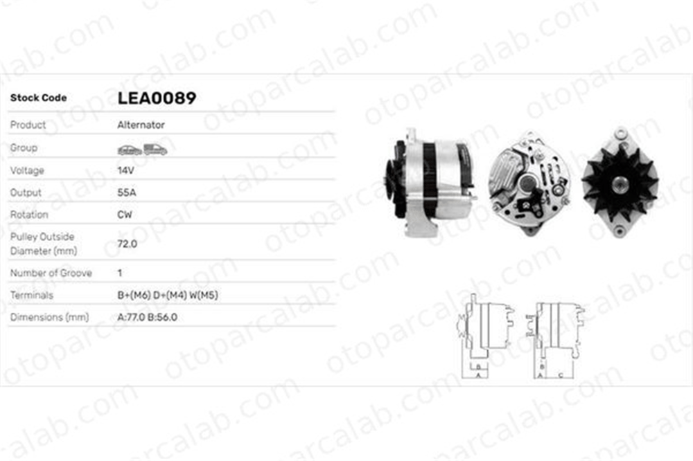 LUCAS ELEKTRIK LEA0089 Alternatör OPEL CORSA A Hatchback KADETT E Hatchback LEA0089 1204007