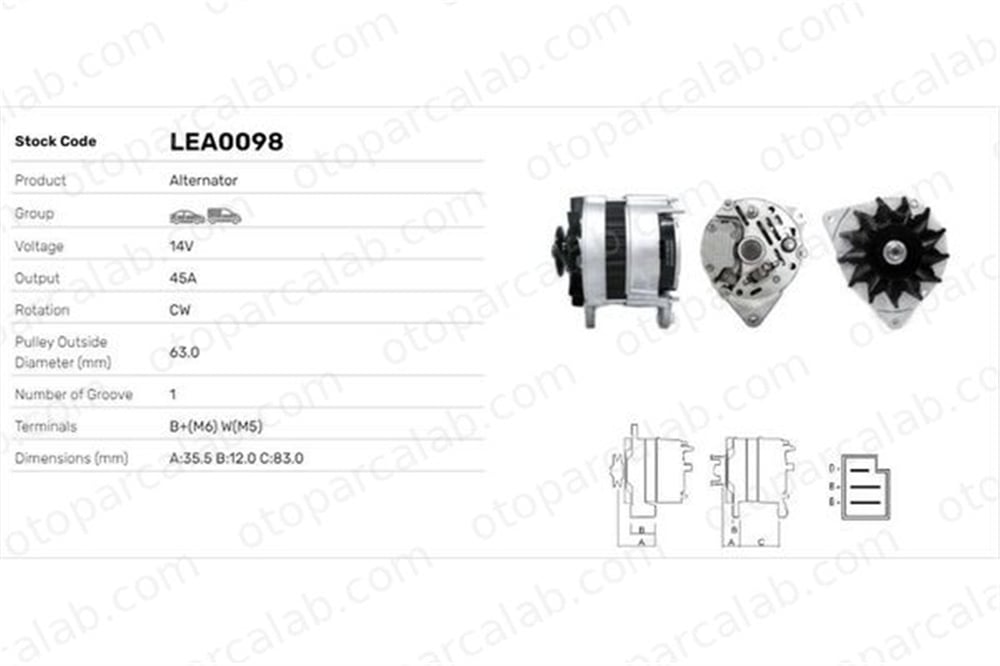 LUCAS ELEKTRIK LEA0098 Alternatör FORD CAPRI I MG MAESTRO LEA0098 5007075
