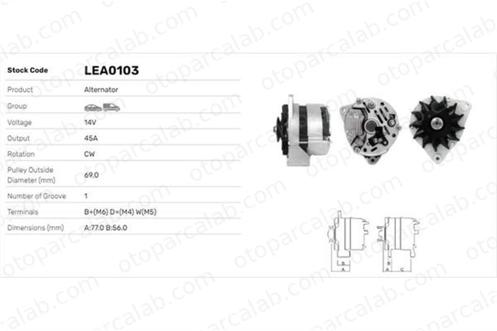 LUCAS ELEKTRIK LEA0103 Alternatör OPEL ASTRA F KADETT B LEA0103 1204112