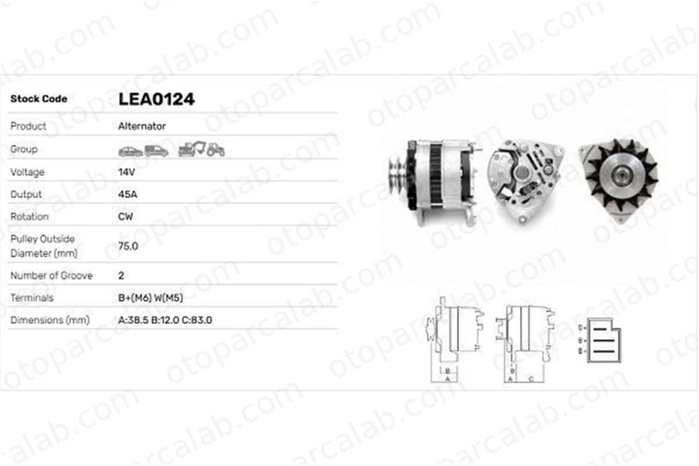 LUCAS ELEKTRIK LEA0124 Alternatör AUSTIN METRO I Fastback ROVER MINI Hatchback 3698017M91