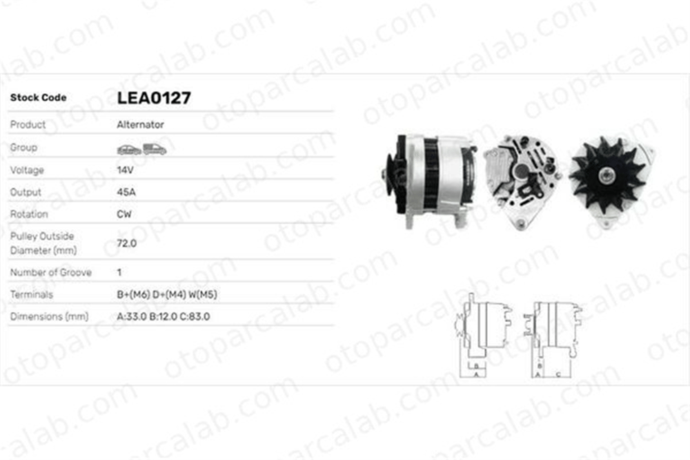 LUCAS ELEKTRIK LEA0127 Alternatör FORD FIESTA II SIERRA II LEA0127 C000900010160