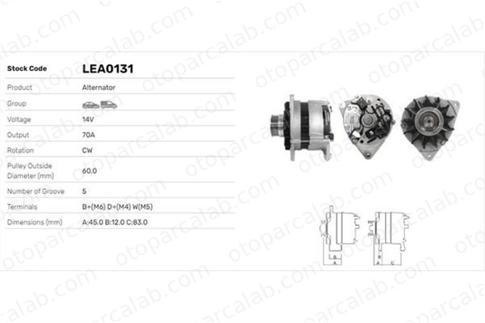 LUCAS ELEKTRIK LEA0131 Alternatör FORD ESCORT V ESCORT V Sedan LEA0131 5026718