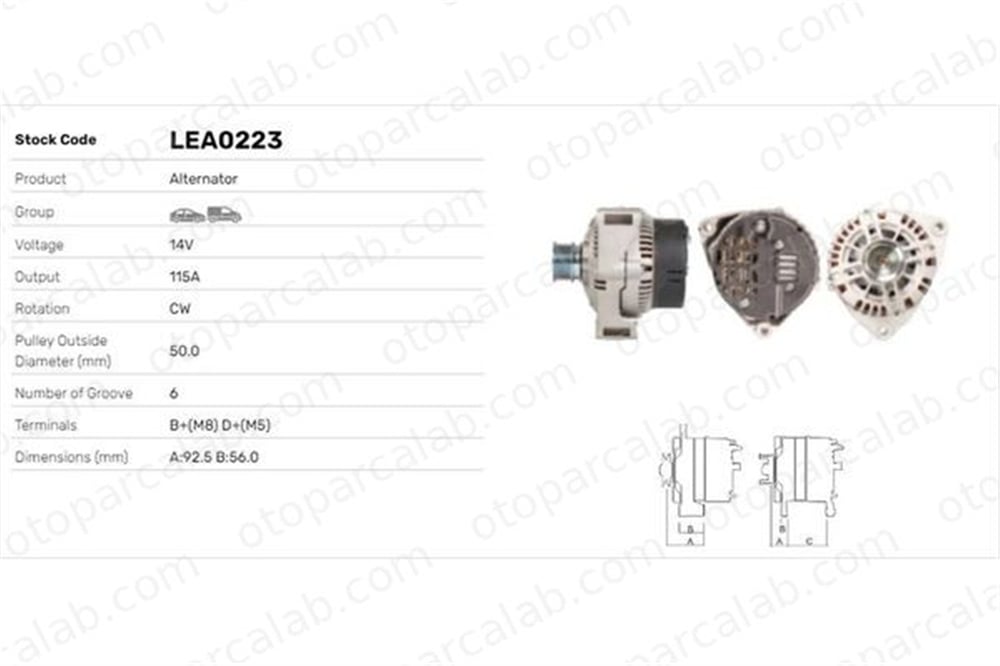 LUCAS ELEKTRIK LEA0223 Alternatör MERCEDES-BENZ E-SERISI E-SERISI T-Model LEA0223 81548202