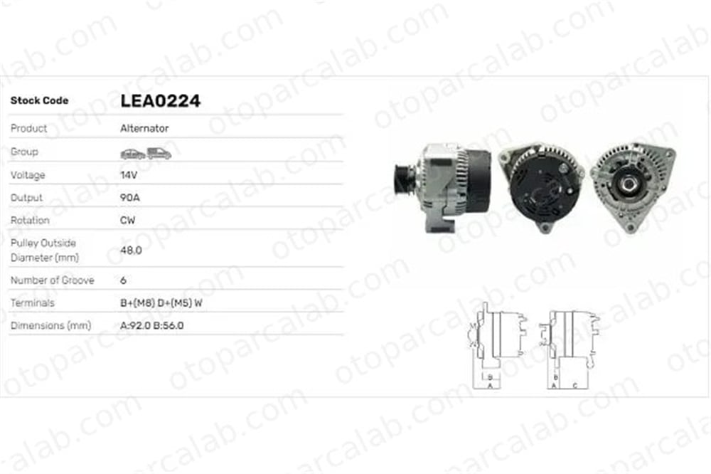 LUCAS ELEKTRIK LEA0224 Alternatör MERCEDES-BENZ E-SERISI 124 Sedan LEA0224 91540102