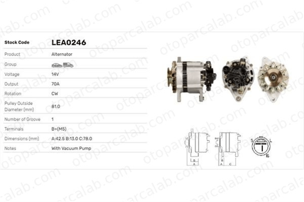 LUCAS ELEKTRIK LEA0246 Alternatör ISUZU MIDI Panelvan/Van MIDI Minibüs/Otobüs LEA0246 LR170411