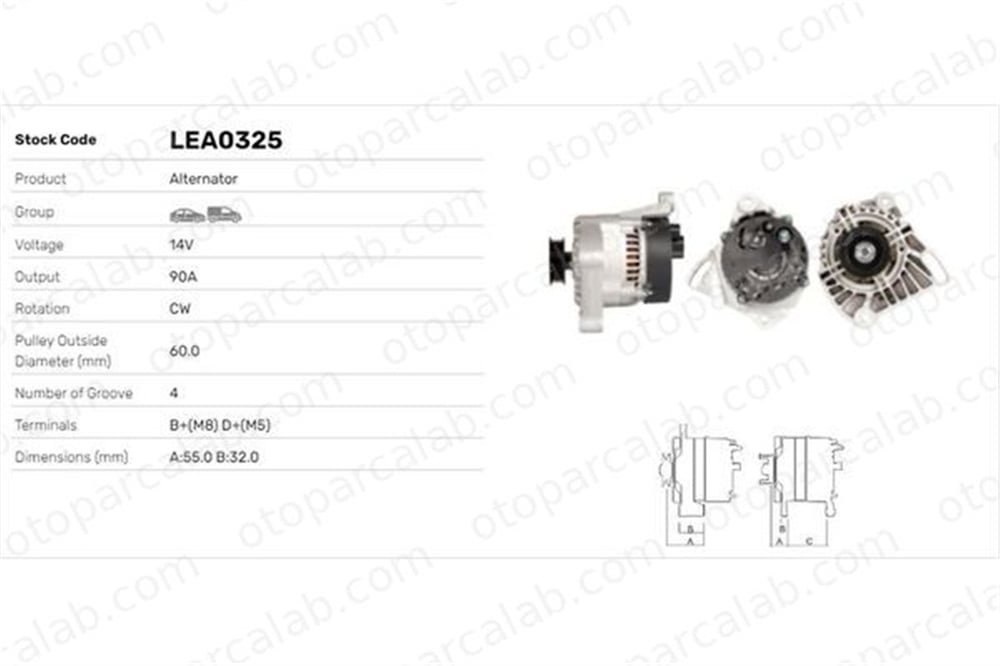LUCAS ELEKTRIK LEA0325 Alternatör FIAT PUNTO PANDA LEA0325 43420960