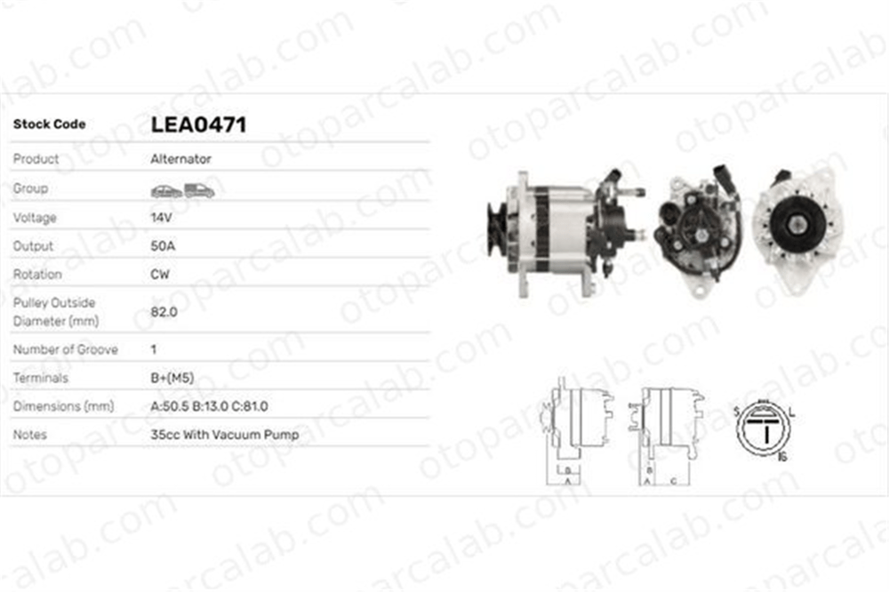 LUCAS ELEKTRIK LEA0471 Alternatör OPEL CAMPO ISUZU TROOPER I 897187657051 9119721