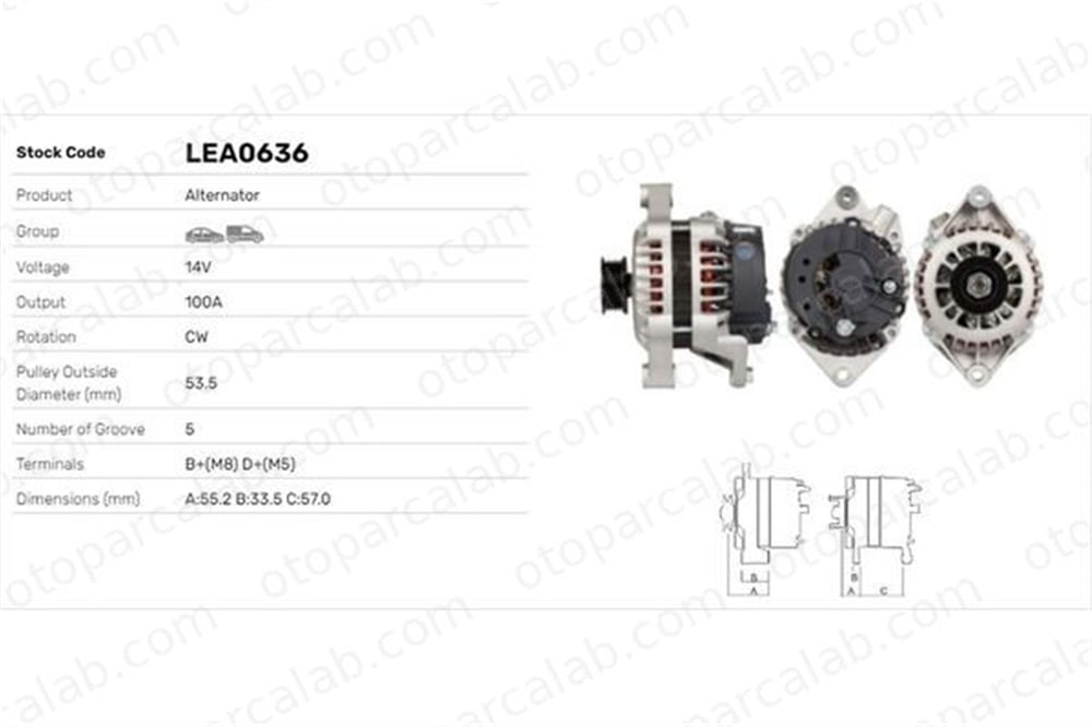 LUCAS ELEKTRIK LEA0636 Alternatör OPEL ASTRA G Station wagon ASTRA G Coupe LEA0636 55556071