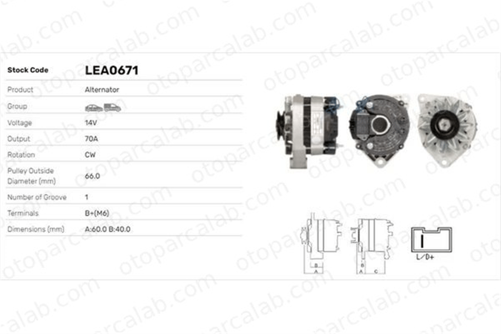 LUCAS ELEKTRIK LEA0671 Alternatör PEUGEOT 104 CITROËN VISA LEA0671 5701C9