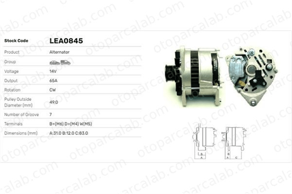 LUCAS ELEKTRIK LEA0845 Alternatör FORD FIESTA II FIESTA III LEA0845 AMR4249
