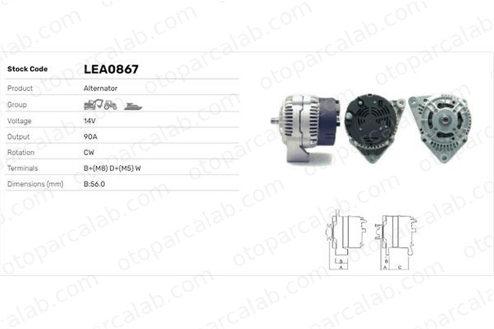 LUCAS ELEKTRIK LEA0867 Alternatör FENDT Farmer Favorit 20509446 5716783
