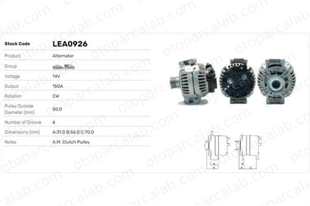 LUCAS ELEKTRIK LEA0926 Alternatör MERCEDES-BENZ SPRINTER 3-t Minibüs/Otobüs SPRINTER 3-t Panelvan/Van 111547002 0111547002