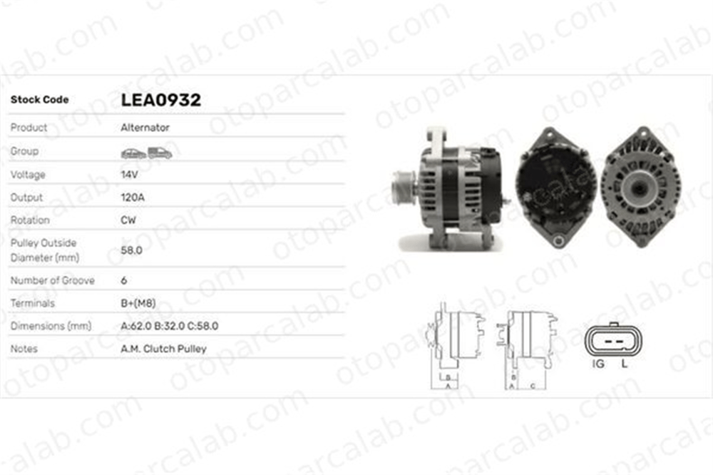 LUCAS ELEKTRIK LEA0932 Alternatör OPEL ANTARA A CHEVROLET CAPTIVA 96866018 AA8H11A0258