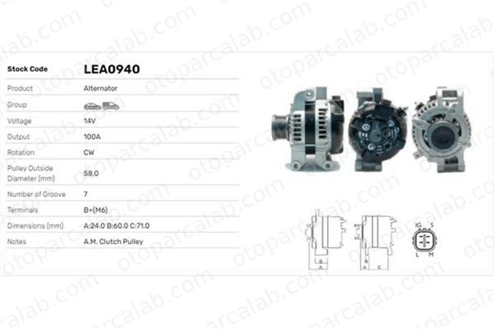 LUCAS ELEKTRIK LEA0940 Alternatör TOYOTA AURIS AVENSIS Sedan LEA0940 270600R011