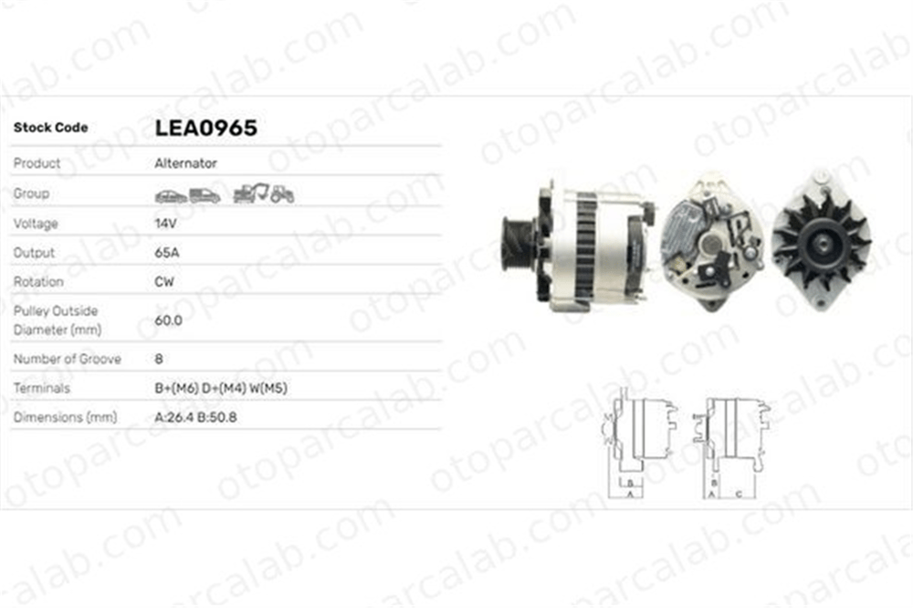 LUCAS ELEKTRIK LEA0965 Alternatör TRIUMPH 2000 MKII Estate LEA0965